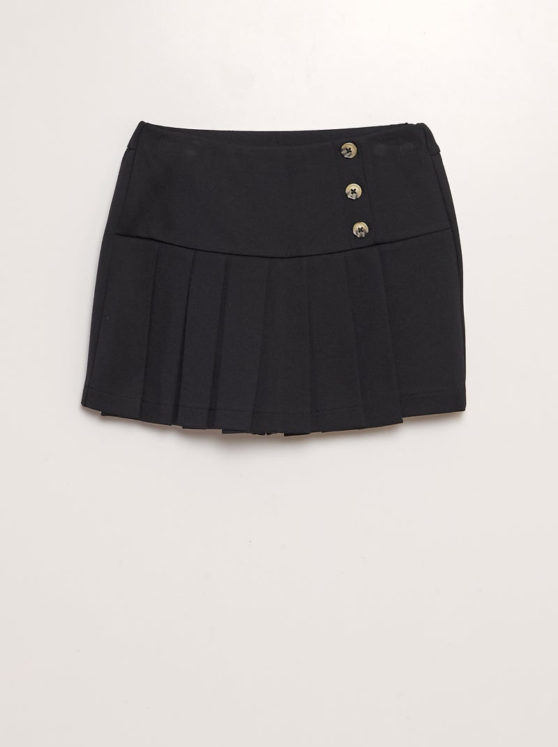 Saia-calça plissada em jersey Preto - Kiabi
