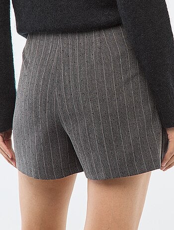 Saia-calção às riscas com strass