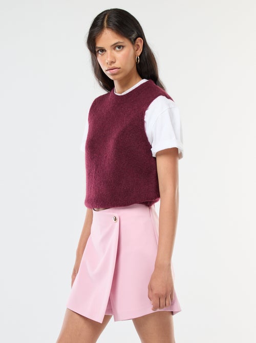 Saia-calção assimétrica com botão dourado - Kiabi