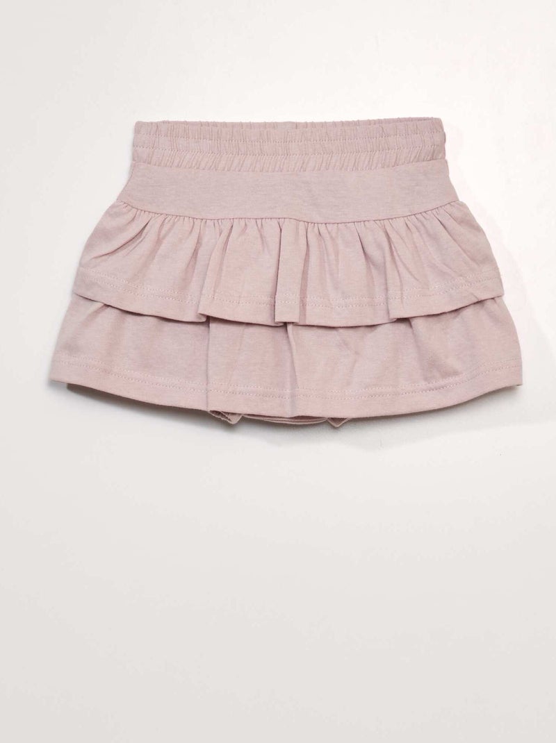 Saia-calção com folhos ROSA - Kiabi
