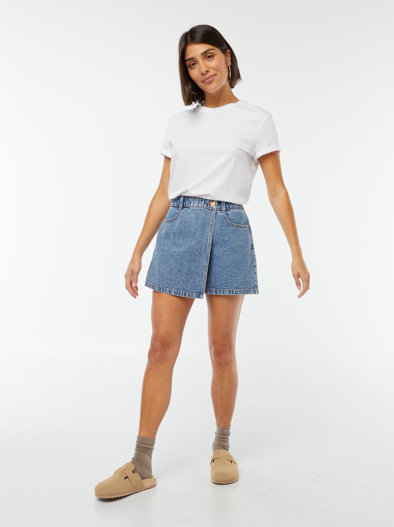 Saia-calção curta de ganga Azul - Kiabi