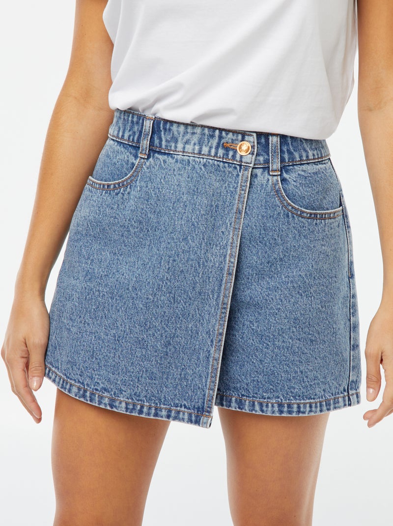 Saia-calção curta de ganga Azul - Kiabi