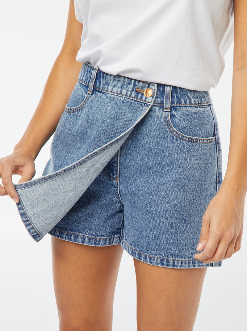 Saia-calção curta de ganga Azul - Kiabi