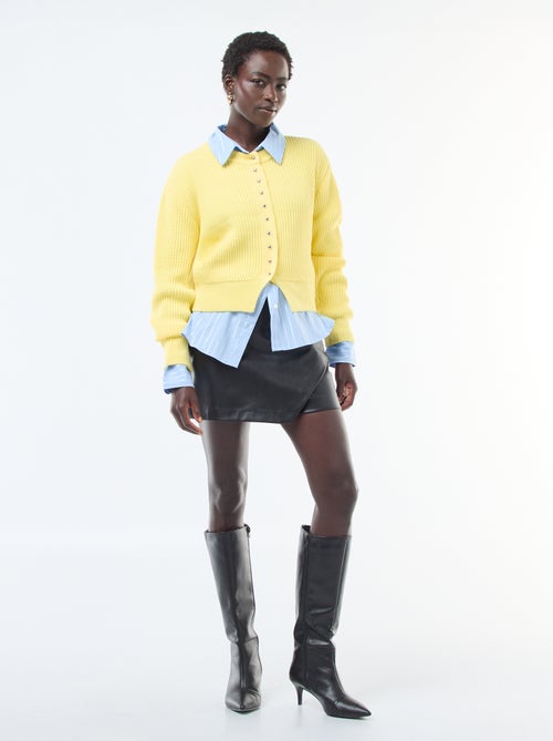 Saia-calção em imitação de couro lisa - Kiabi