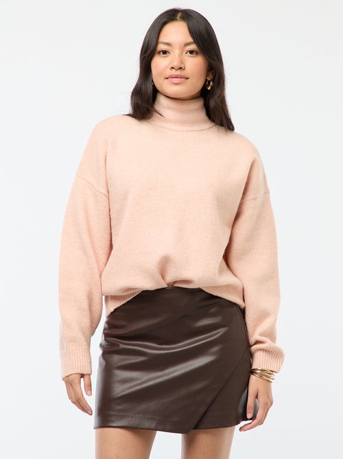 Saia-calção em imitação de pele lisa - Kiabi