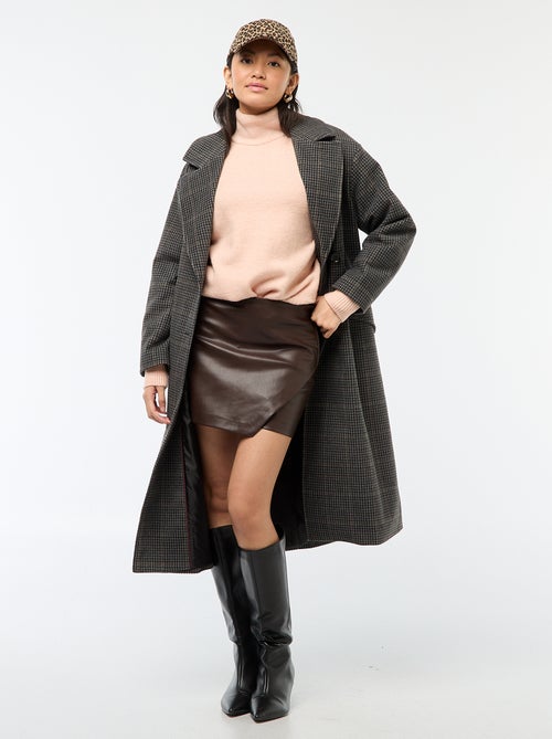 Saia-calção em imitação de pele lisa - Kiabi