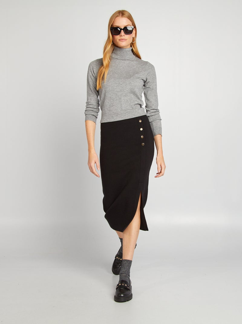 Saia-camisola justa Preto - Kiabi