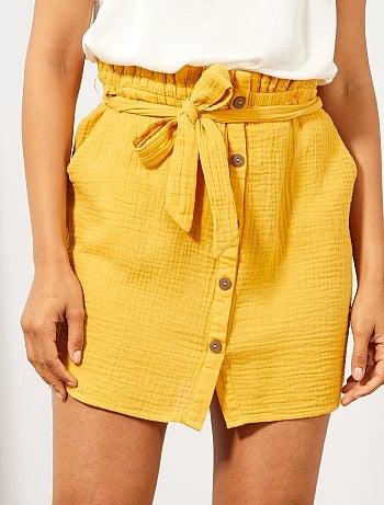 Saia com botões em gaze de algodão - Kiabi