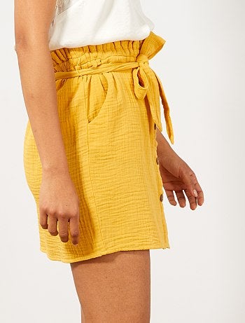 Saia com botões em gaze de algodão - Kiabi