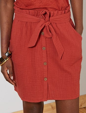 Saia com botões em gaze de algodão - Kiabi