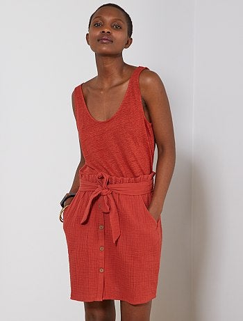 Saia com botões em gaze de algodão - Kiabi