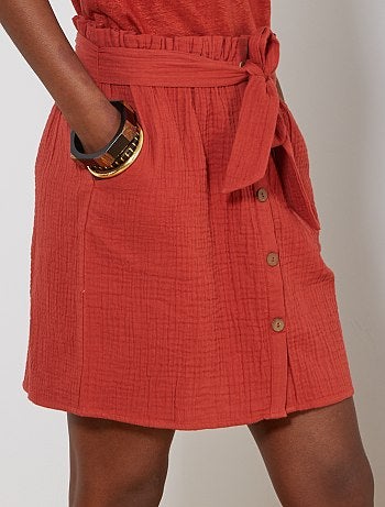 Saia com botões em gaze de algodão - Kiabi