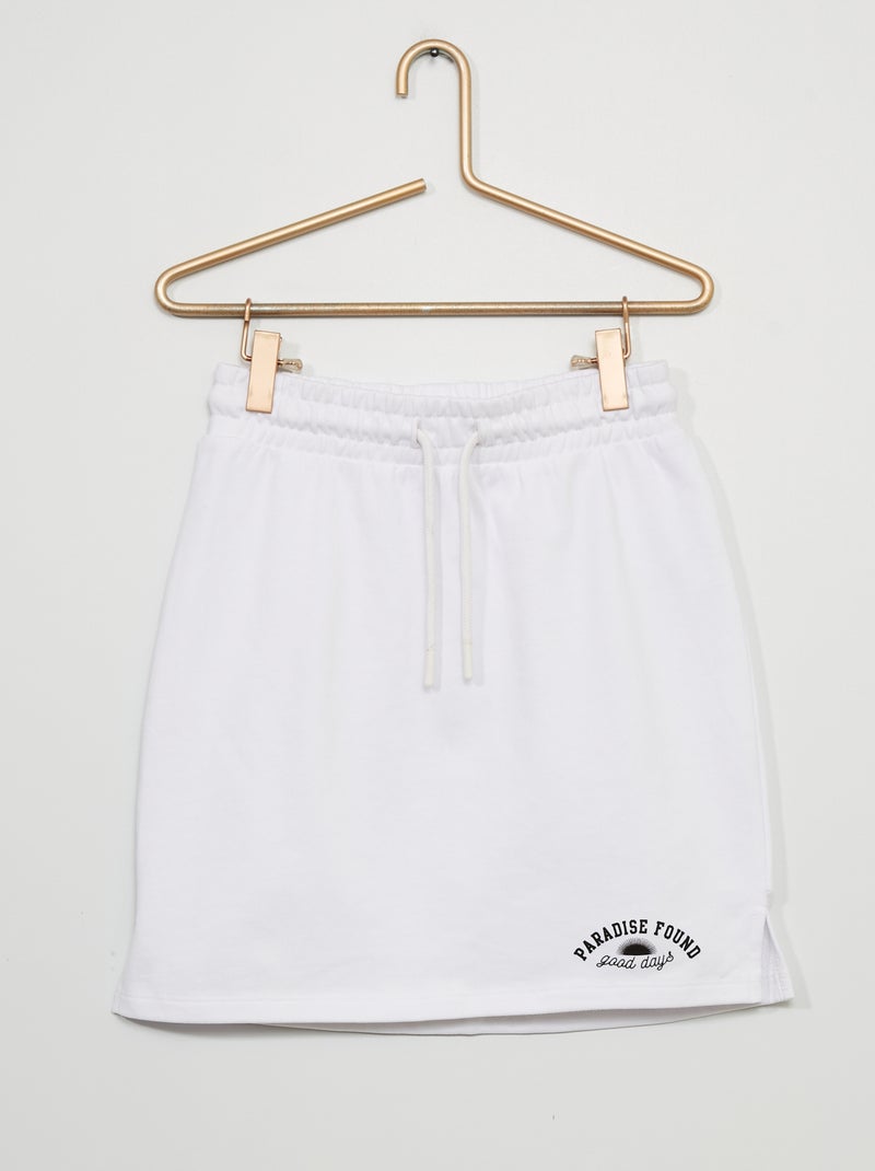 Saia com corte direito de malha e estampada BRANCO - Kiabi