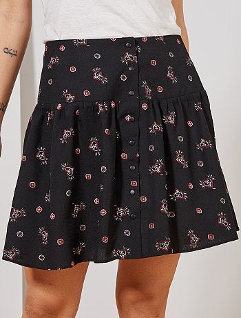 Saia com folhos com botões à frente - Kiabi