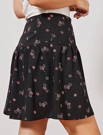 Saia com folhos com botões à frente - Kiabi