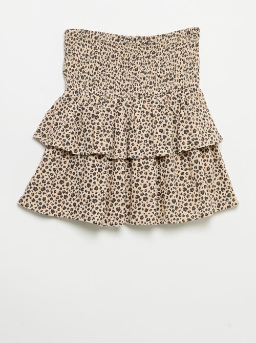 Saia com folhos e estampado leopardo - Kiabi