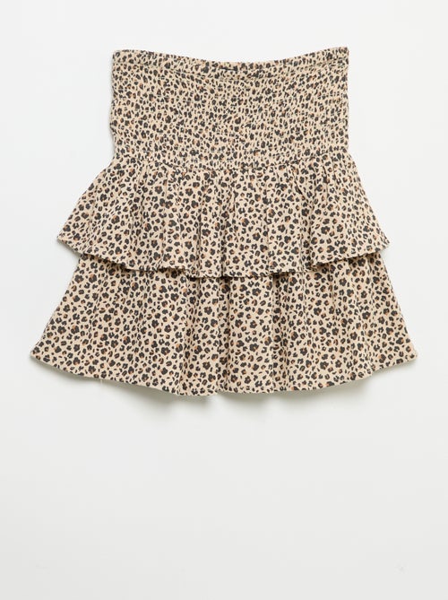 Saia com folhos e estampado leopardo - Kiabi