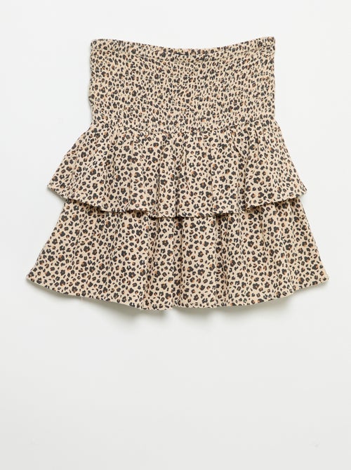 Saia com folhos e estampado leopardo - Kiabi Saia com folhos e estampado leopardo - Kiabi