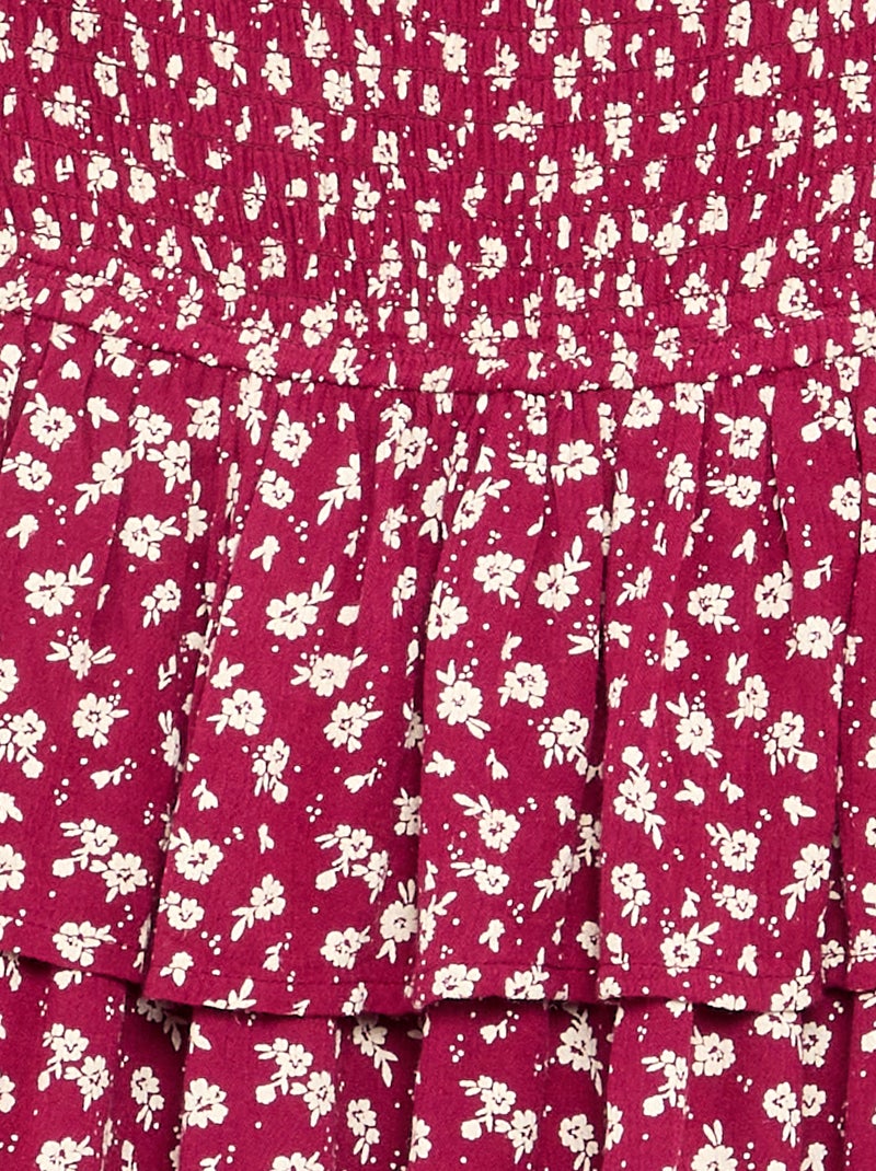 Saia com folhos e estampado leopardo Vermelho - Kiabi