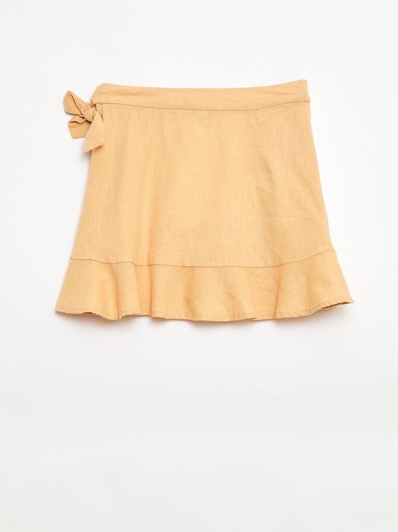 Saia com folhos em linho misto Amarelo - Kiabi