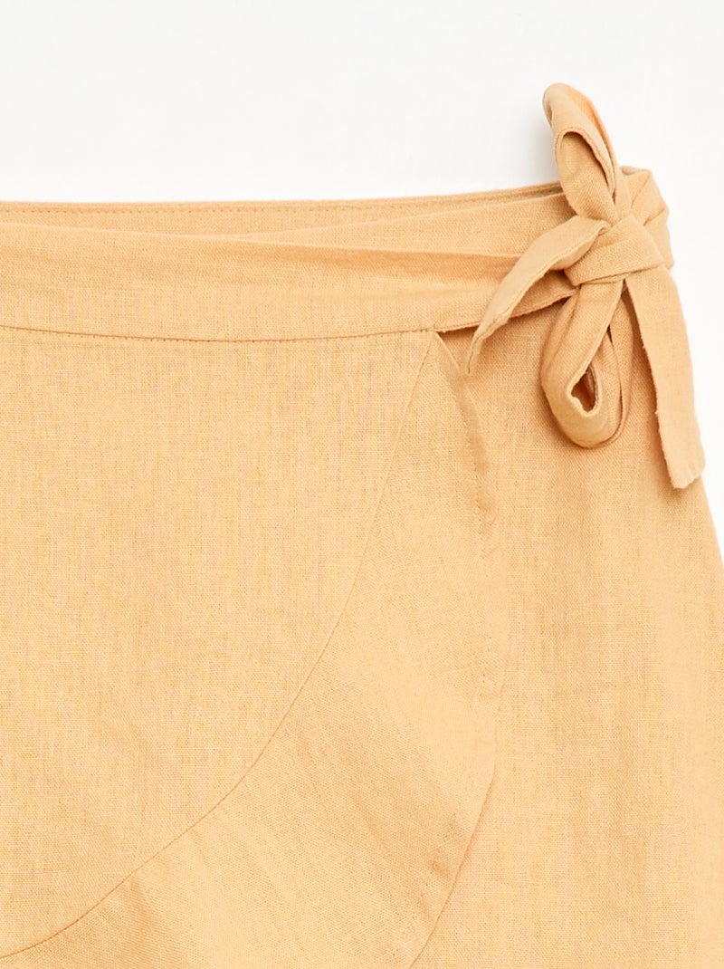 Saia com folhos em linho misto Amarelo - Kiabi