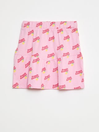 Saia com folhos estampada