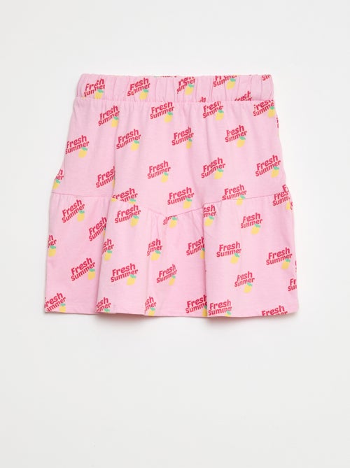 Saia com folhos estampada - Kiabi