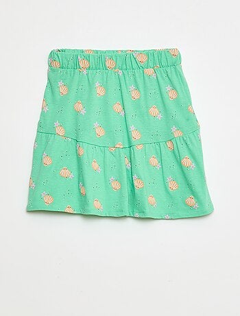 Saia com folhos estampada