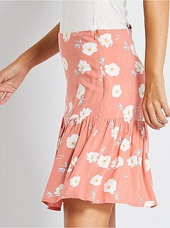 Saia com folhos florida - Kiabi