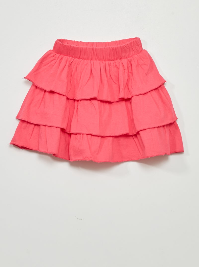 Saia com folhos Fuxia - Kiabi