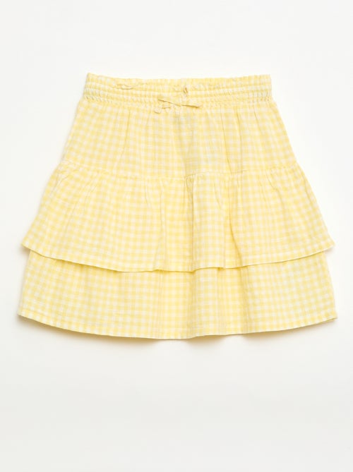 Saia com folhos vichy - Kiabi