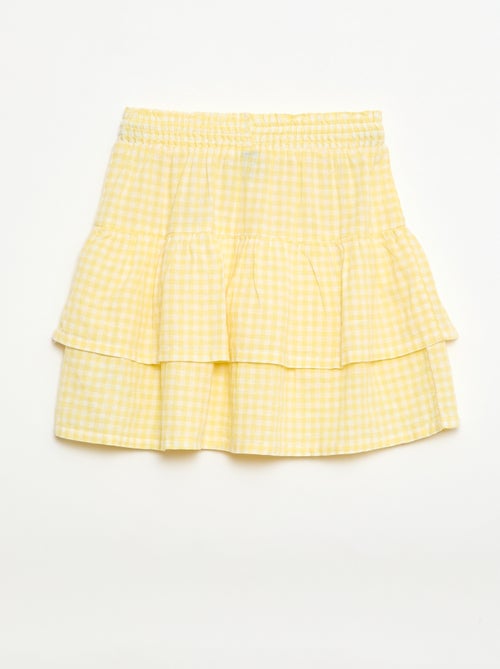 Saia com folhos vichy - Kiabi