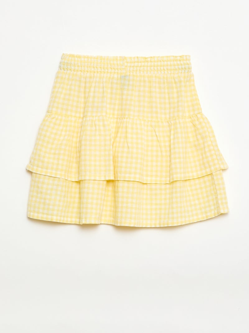 Saia com folhos vichy Amarelo - Kiabi