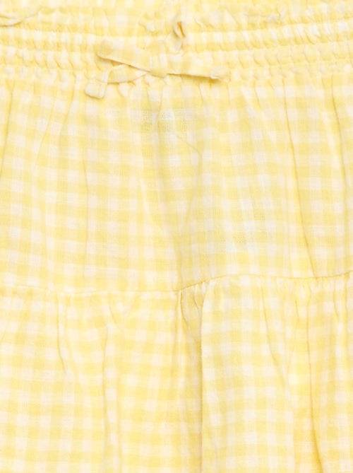 Saia com folhos vichy - Kiabi