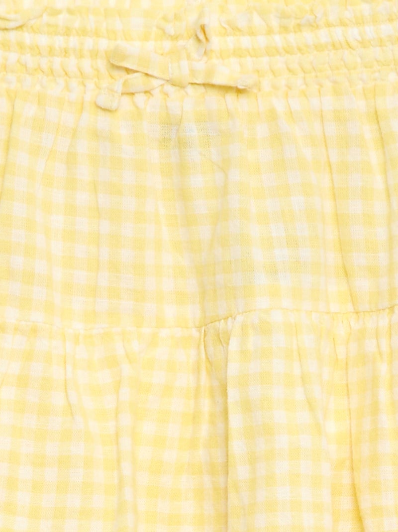 Saia com folhos vichy Amarelo - Kiabi