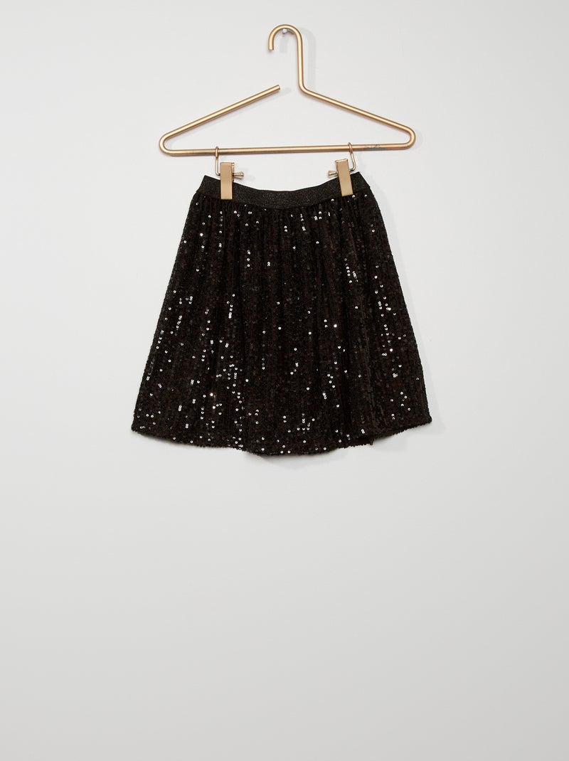 Saia com lantejoulas Preto - Kiabi
