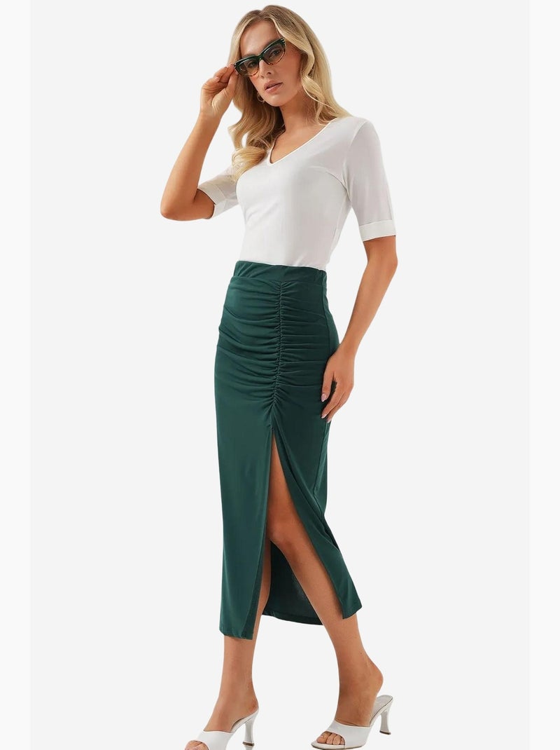 Saia com racha sandy bdart Verde esmeralda - Kiabi