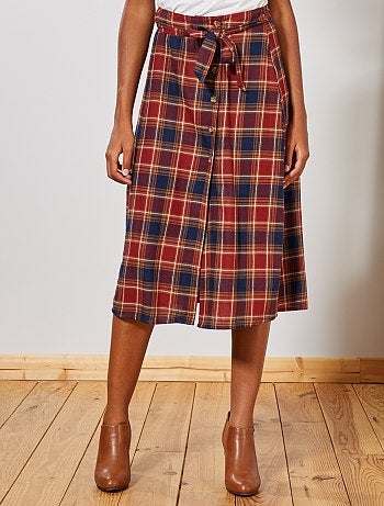 Saia comprida aos quadrados - Kiabi