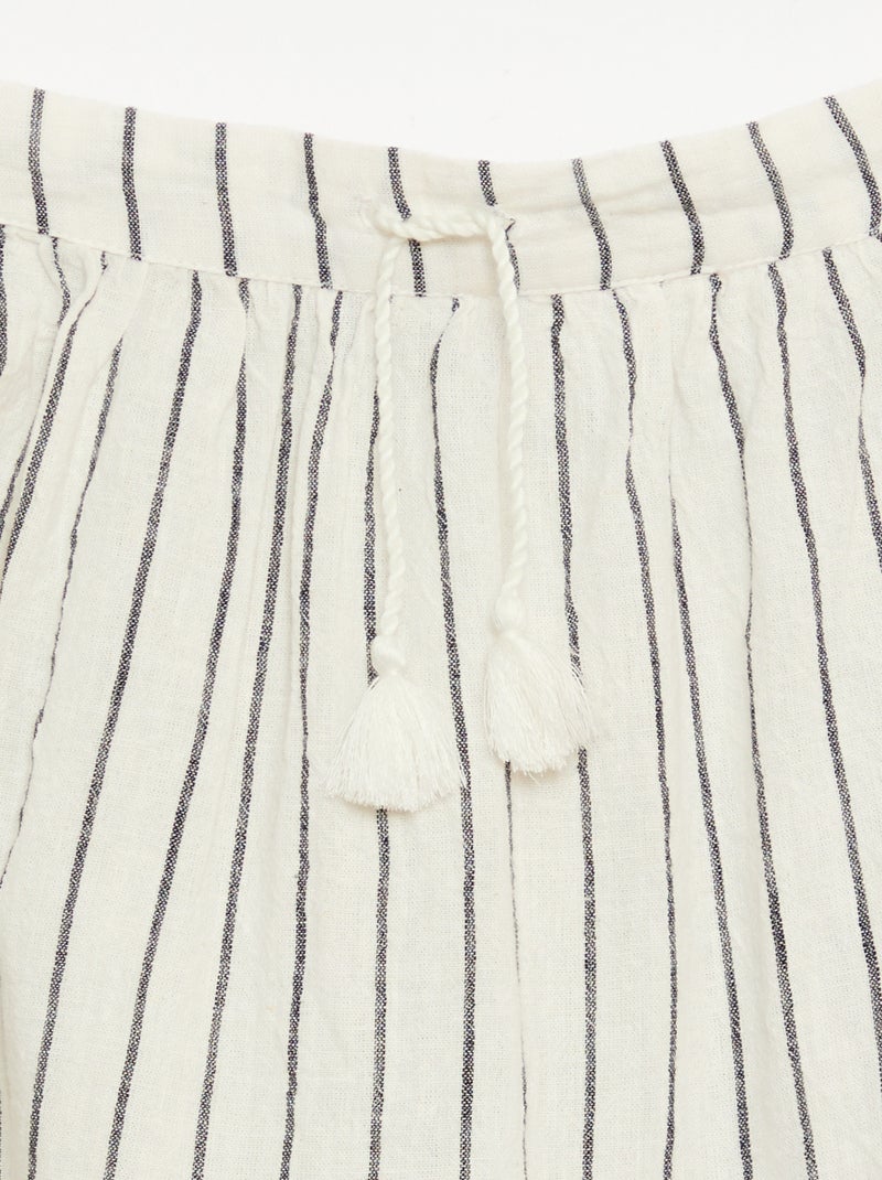 Saia comprida às riscas com folhos Branco - Kiabi