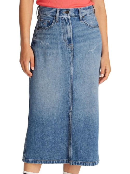 Saia Comprida Azul Tommy Hilfiger Claire para Mulher - Kiabi Saia Comprida Azul Tommy Hilfiger Claire para Mulher - Kiabi
