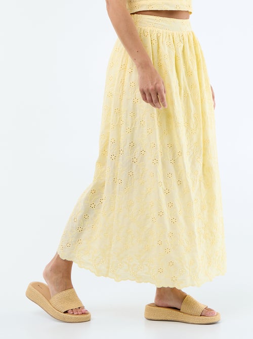 Saia comprida com bordado inglês - Kiabi