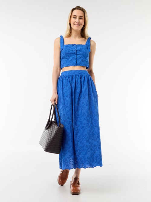 Saia comprida com bordado inglês - Kiabi