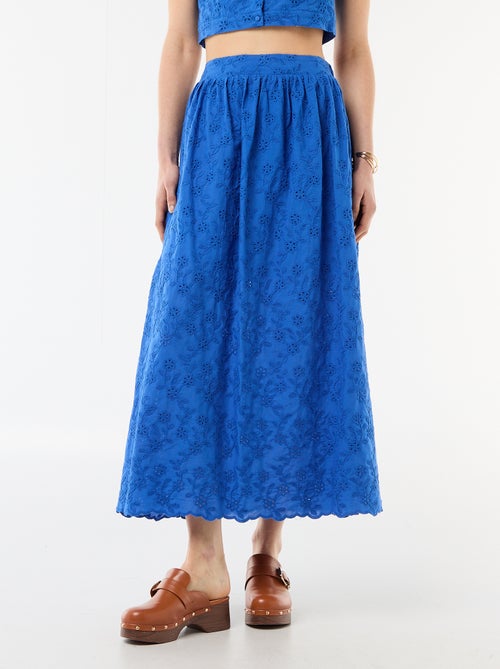 Saia comprida com bordado inglês - Kiabi