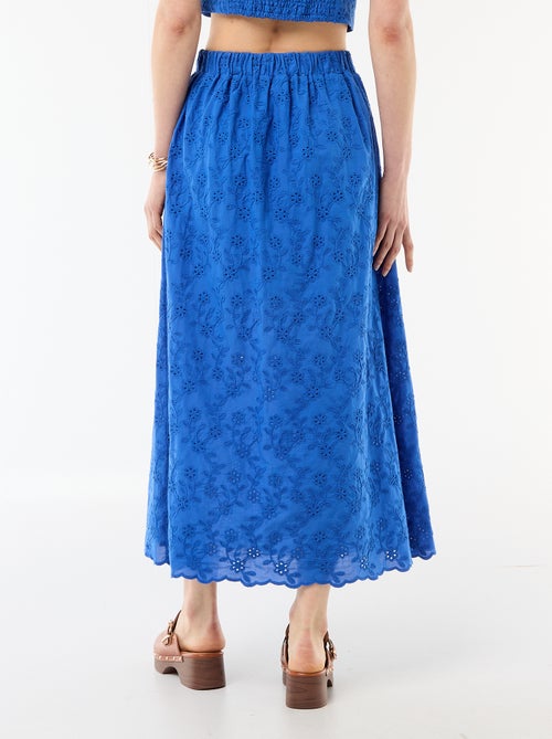 Saia comprida com bordado inglês - Kiabi