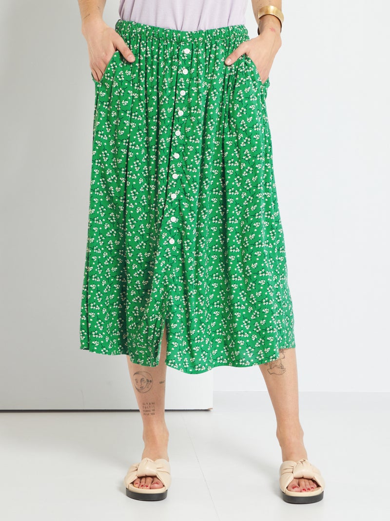 Saia comprida com estampado 'flores' VERDE - Kiabi