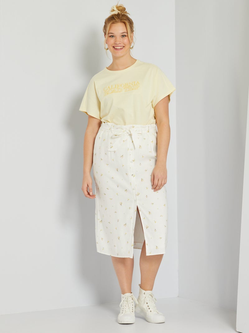 Saia comprida com estampado florido BRANCO - Kiabi