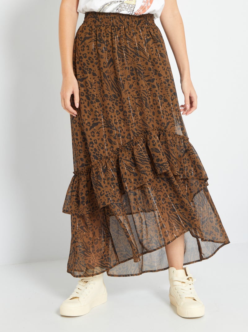 Saia comprida com estampado leopardo CASTANHO - Kiabi