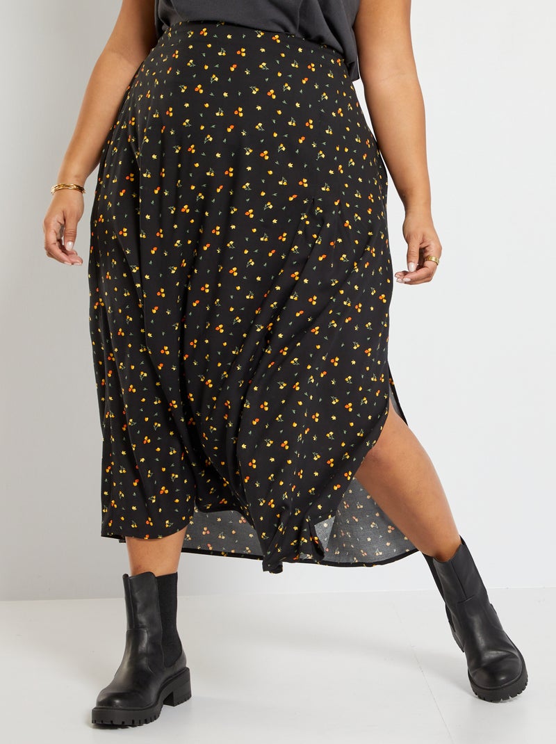 Saia comprida com estampado PRETO - Kiabi