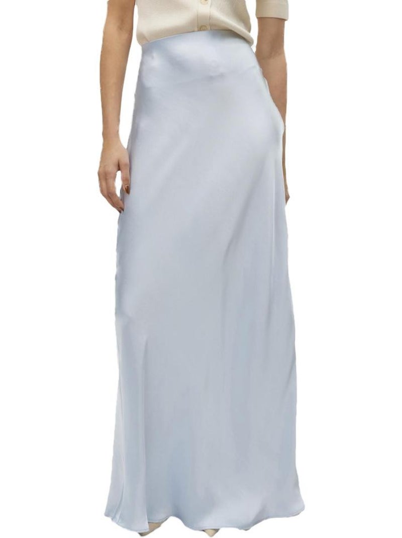 Saia Comprida de Cintura Alta Azul Vero Moda Beatrice Azul - Kiabi