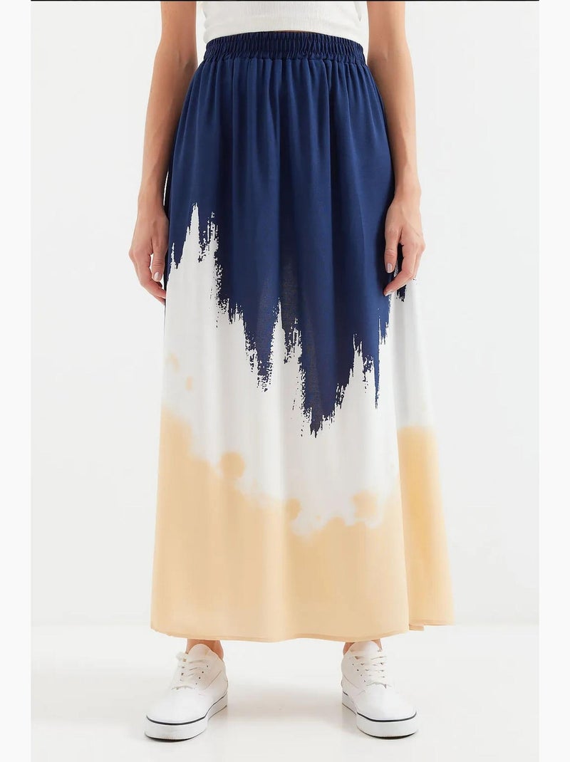 Saia comprida de viscose estampada bdart Azul-marinho - Kiabi